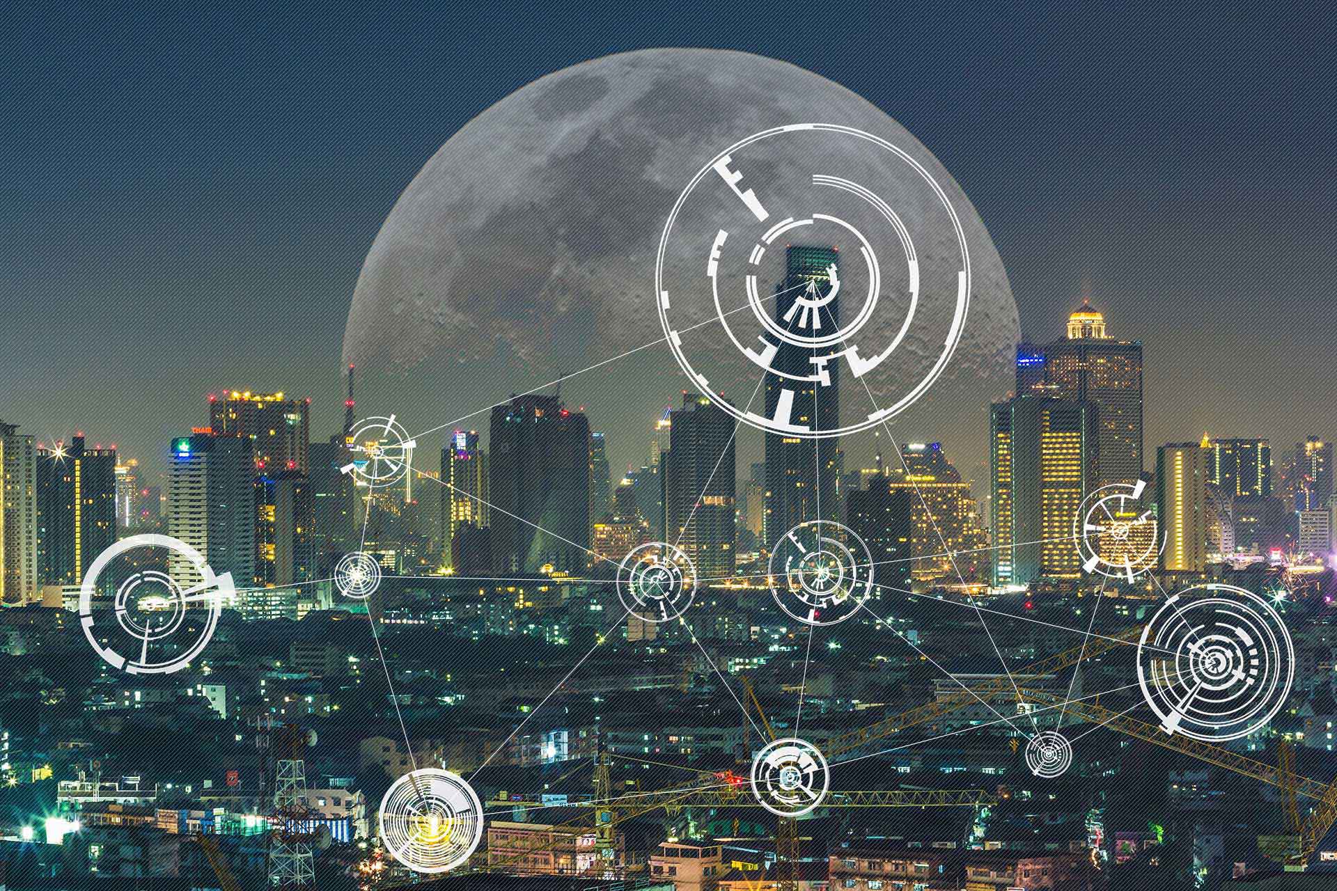 Ambient computing technology seamlessly integrated, showcasing voice-controlled devices, IoT automation, and an AI-powered ecosystem.