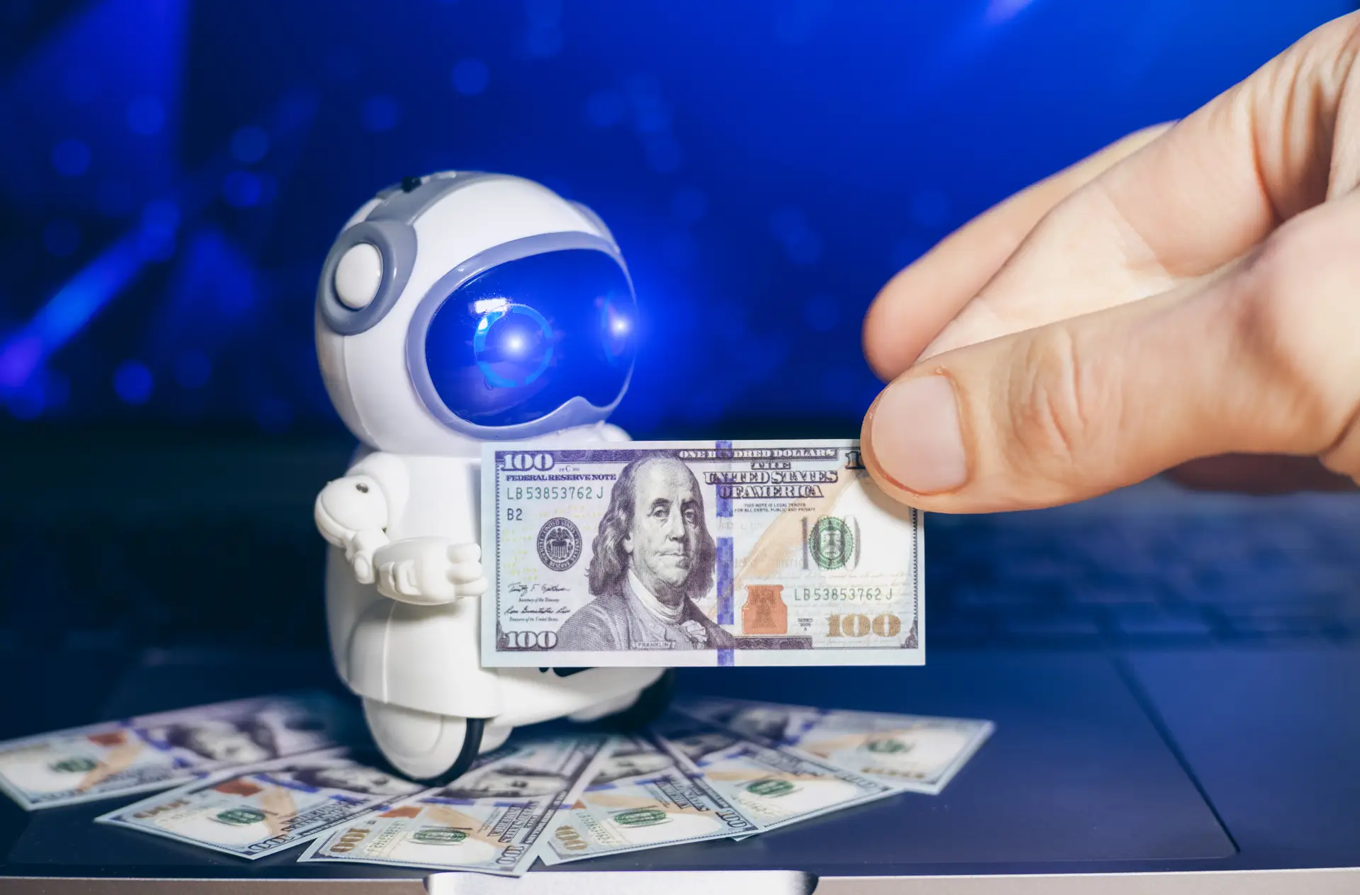 Profit from AI Revolution - Real robot give dollars money for people.